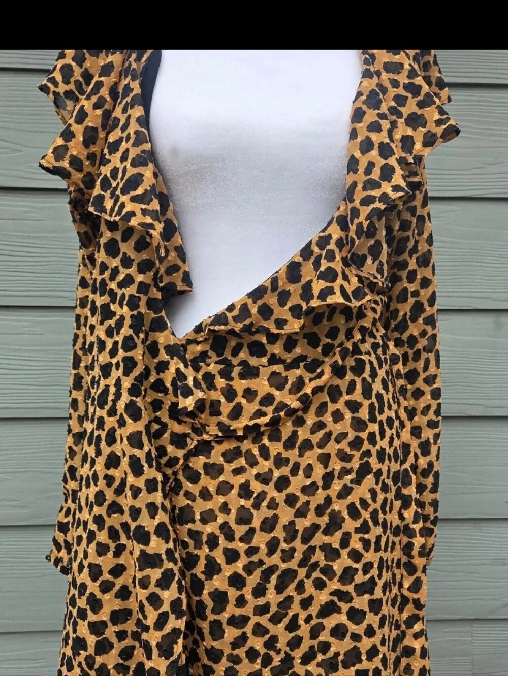 Free People Frenchie Leopard Print Ruffle Wrap Mini Dress Size S